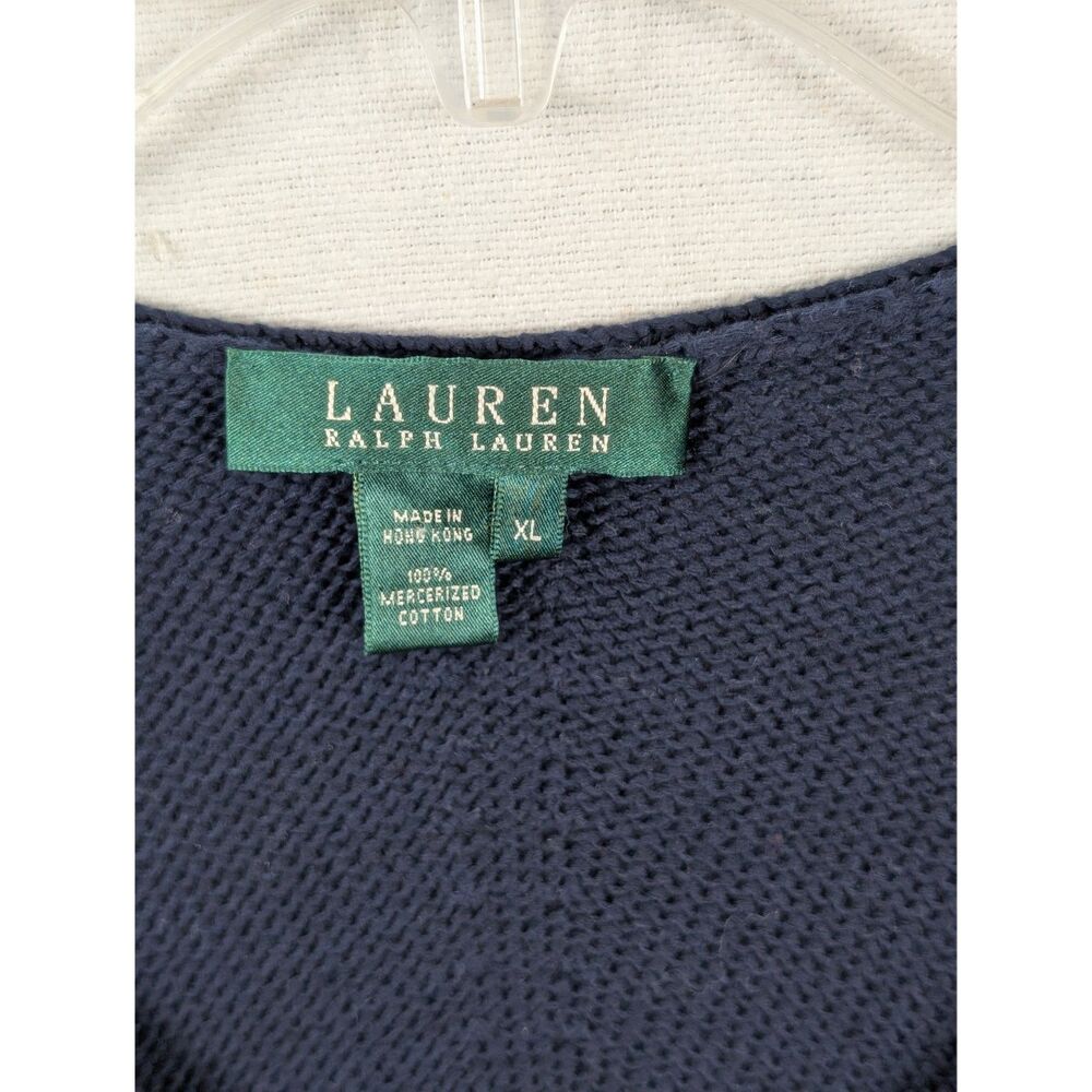 Lauren Ralph Lauren V-Neck Knit Sweater Navy Blue Women's Size XL - Picture 5 of 14